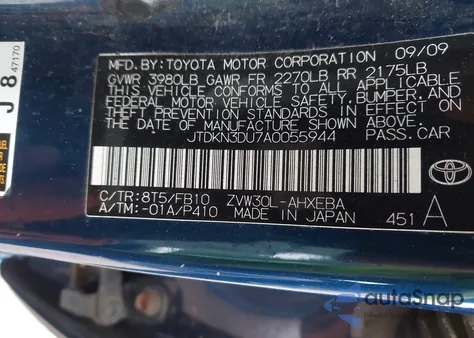 2010 Toyota Prius Ii from USA, damaged, VIN JTDKN3DU7A0055944